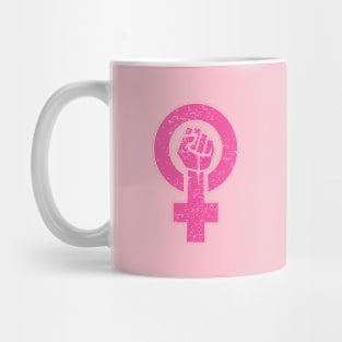 feminist fist, women symbol, girl power, equality women's era (pink) Mug